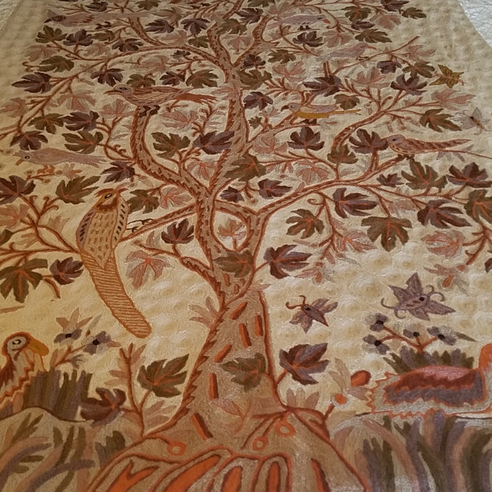 GORGEOUS HANDMADE TREE OF LIFE NEEDLEWORK